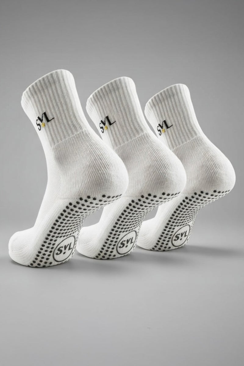SVL Professional Grip Sports Socks - 3 Pairs - Unisex - White - One-Size (36-40) - SVL - Image 1